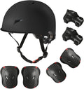 Skiennix Skateboard Helmet Set - Adjustable Protective Gear with Knee, Elbow Pads & Wrist Guards | Ideal for Teens & Adults