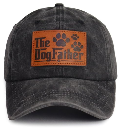 Dog Dad Gifts for Men, The Dogfather Paw Hat, Pet Owner Baseball Cap, Retirement Fathers Day Christmas Birthday Gifts for Grandpa Husband Papa Hubby Black