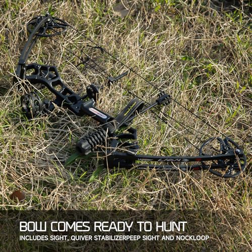 Compound Bow for Hunting & Target Shooting - Right Hand, 0-70 lbs, Adjustable, 25-31" Draw, Up to 320 fps - Black, Variation of This Listing