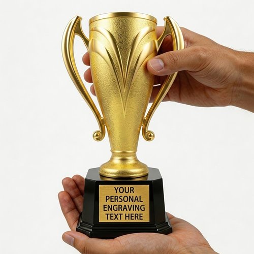 Custom Trophy Award - Personalized 9.8" Gold Cup Trophy with Engraved Text & Logo for Teams & Celebrations