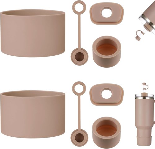 HYZ Silicone Spill Proof Stopper Set - 8 Piece Accessories for Stanley H2.0 Tumblers | Almond Rose