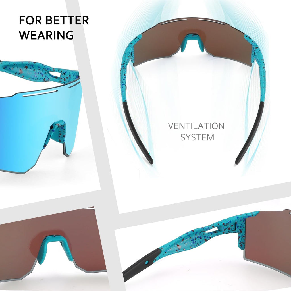 Ukoly Cycling Sunglasses - Polarized Sports Eyewear with 3 Interchangeable Lenses | Unisex Design