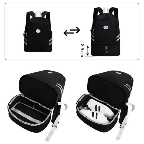 HUA ANGEL Multi-purpose Nylon Travel Backpack Foldable Women's Gym Pack with Shoe Compartment - Fitness Sport Swimming 20-30l