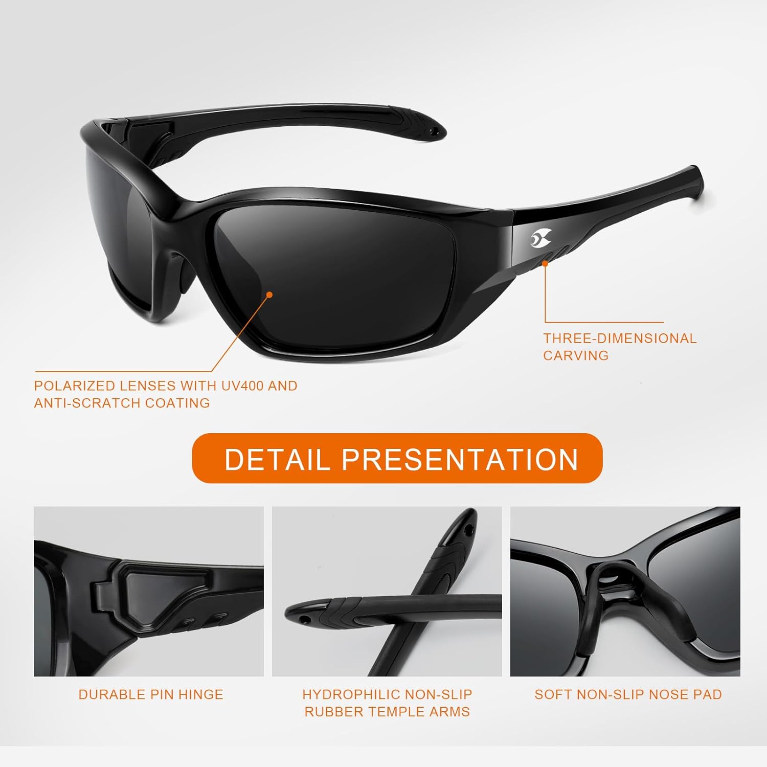 Suoso Polarized Sports Sunglasses for Men & Women - UV400 Protection Wrap-Around Goggles for Fishing & Driving