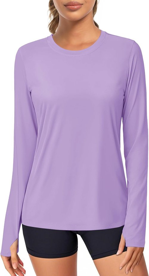 MAGCOMSEN Women's Long Sleeve Rash Guard - UPF 80+ Quick-Dry Sun Shirt for Swim & Workout | Thumb Holes