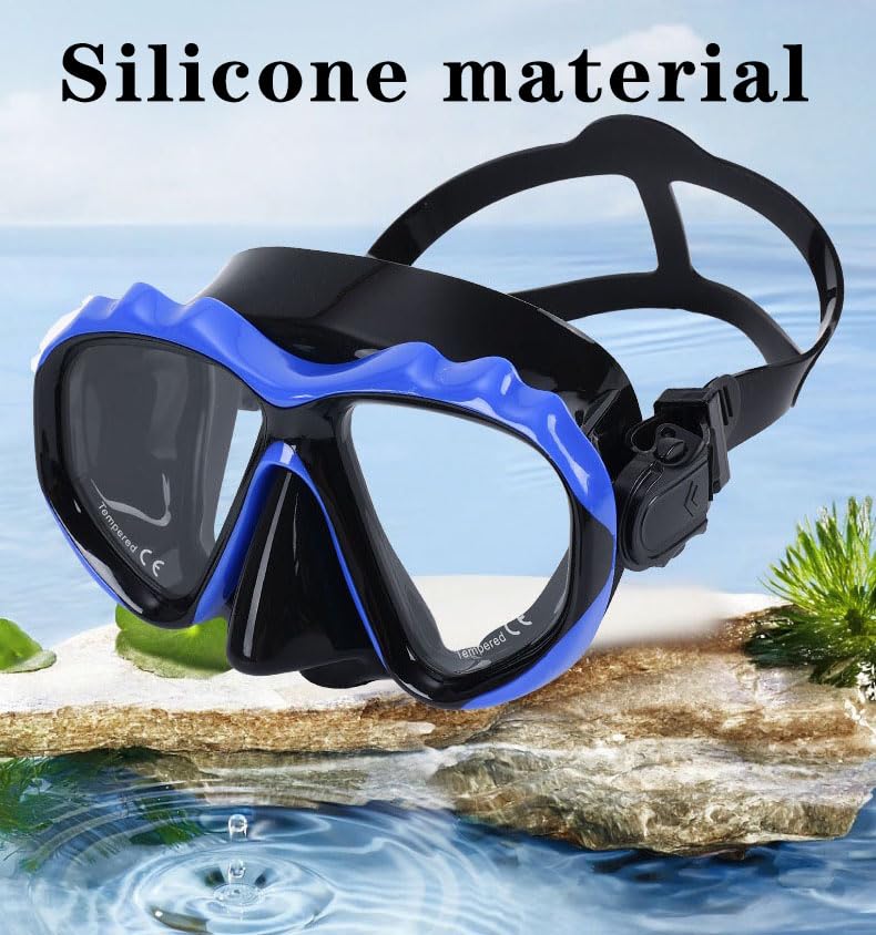 Adult Snorkel Mask with Magnifying Lenses - Tempered Glass, Anti-Fog, Comfortable Fit
