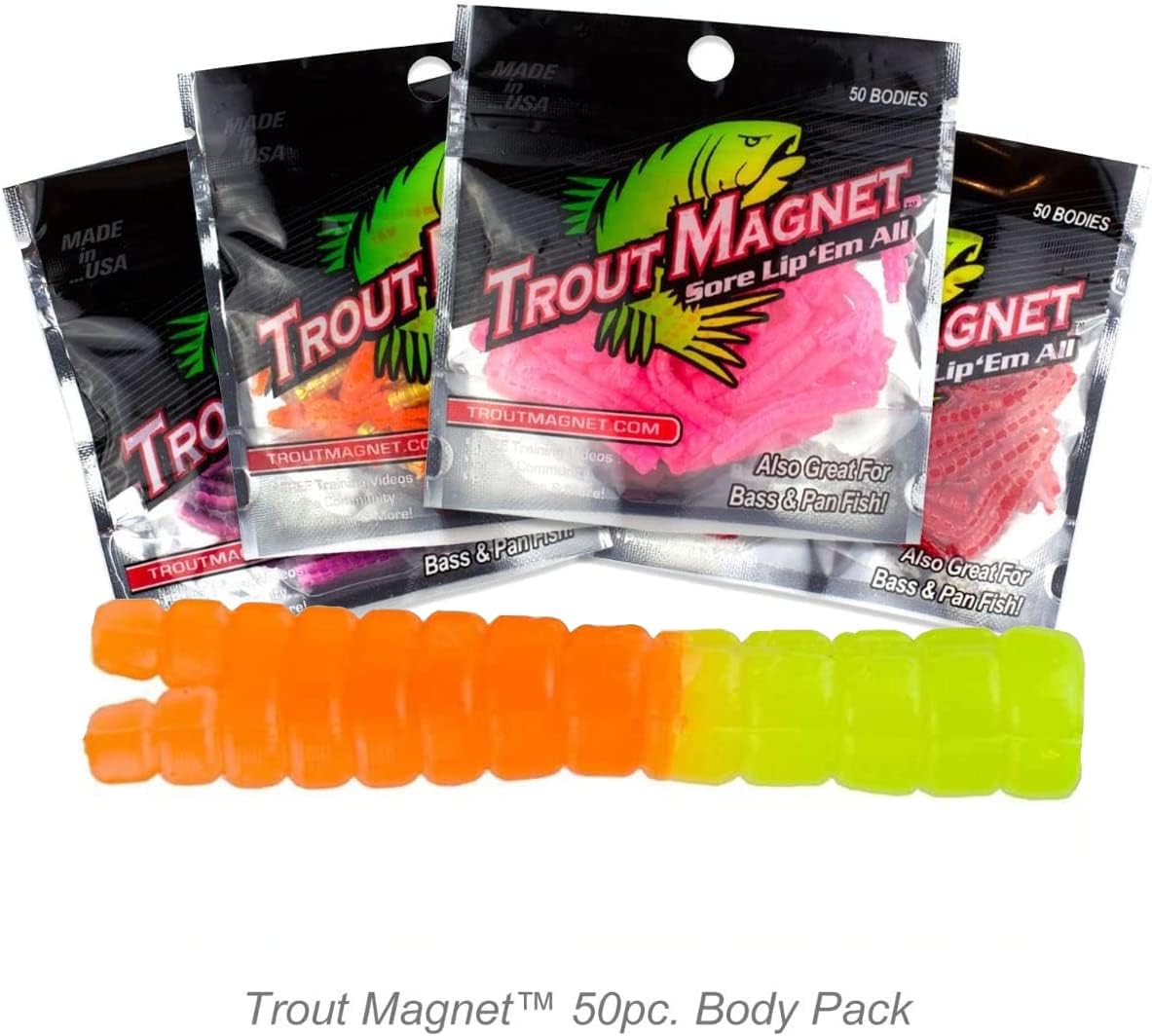 Trout Magnet | 50-Pack Split-Tail Grub Bodies for Enhanced Fishing Success