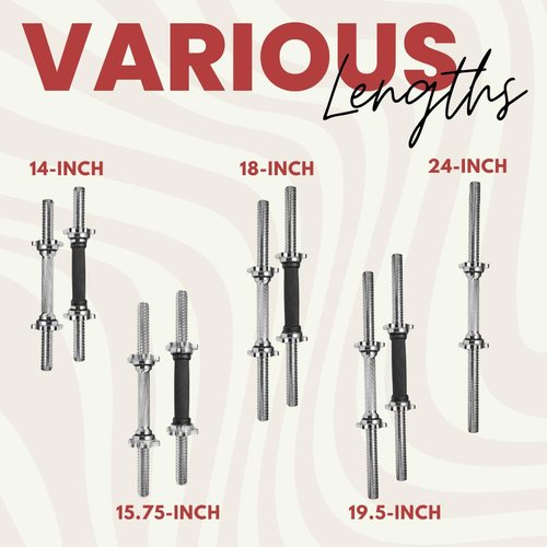 A2ZCARE Standard Dumbbell Handles 15.75 inch Rubber Grip, Adjustable Dumbbells Handles 1 inch Pair