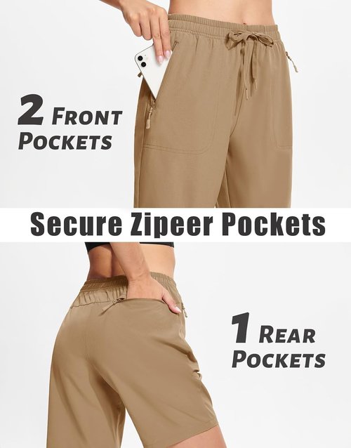 MAGCOMSEN Women's Hiking Shorts - Lightweight Quick-Dry 8" Golf Shorts | Water-Resistant with 3 Zipper Pockets