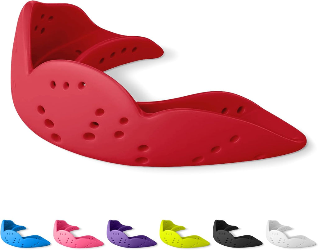 SISU Aero Medium Mouthguard - Intense Red | 30% Stronger Protection for Lacrosse, Football & More - Remoldable Up to 20 Times - Ultra Slim & Braces-Friendly