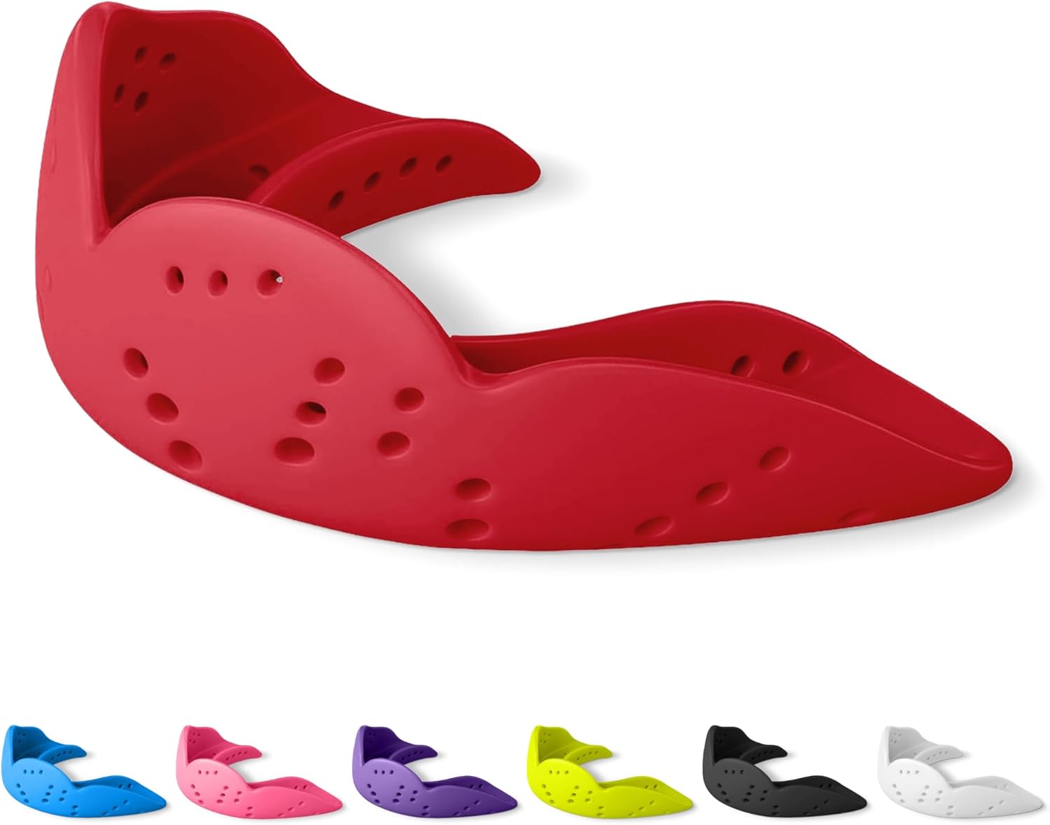 SISU Aero Medium Mouthguard - Intense Red | 30% Stronger Protection for Lacrosse, Football & More - Remoldable Up to 20 Times - Ultra Slim & Braces-Friendly