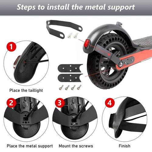 aibiku Rear Fender with Metal Braket for Xiaomi M365 Electric Scooter Replacement Part Accessory