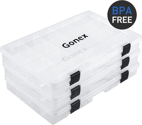 Gonex Tackle Box Organizer - Clear Plastic Fishing Storage with Adjustable Dividers | 3600/3700 Size Options