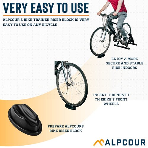 Alpcour Bike Front Wheel Riser Trainer Block with Anti-Skid Design – Compatible with Stationary, Mountain and Road Bikes – Natural Riding Position Set -up for Indoor Training