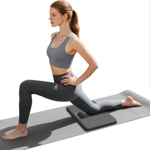 Yoga Knee Pad - 1 Inch Thick with Extra Cushioning, Pain-Free for Knees, Elbows, Wrists and Back | Foldable and Multi-Functional, Suitable for Home Gym, Pilates, Plank, Abdominal Training Fitness Mat (Grey + Black)