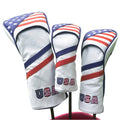 US Flag Golf Headcovers Set for Driver, Fairway Woods and Hybrids | 3pcs Golf Club Covers - Golf Driver Headcover, Fairway Wood Cover, Hybrid Cover fits for Taylormade, Ping, Adams All Brand