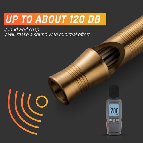 TISUR Titanium Emergency Whistle,EDC Safety Whistles Necklace Loud up to 120db,Survival Whistles for Survival,Hiking,Camping,Pets Training (Gold(1-Pack))