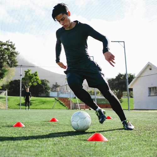 GHB Soccer Cones - Agility Training Field Markers | 25/50/100 Pack with Drills Guide