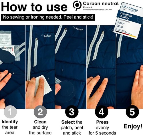 aZengear Repair Patches - Waterproof Self-Adhesive Polyester Fabric for Jackets, Shoes, Tents | Navy Blue