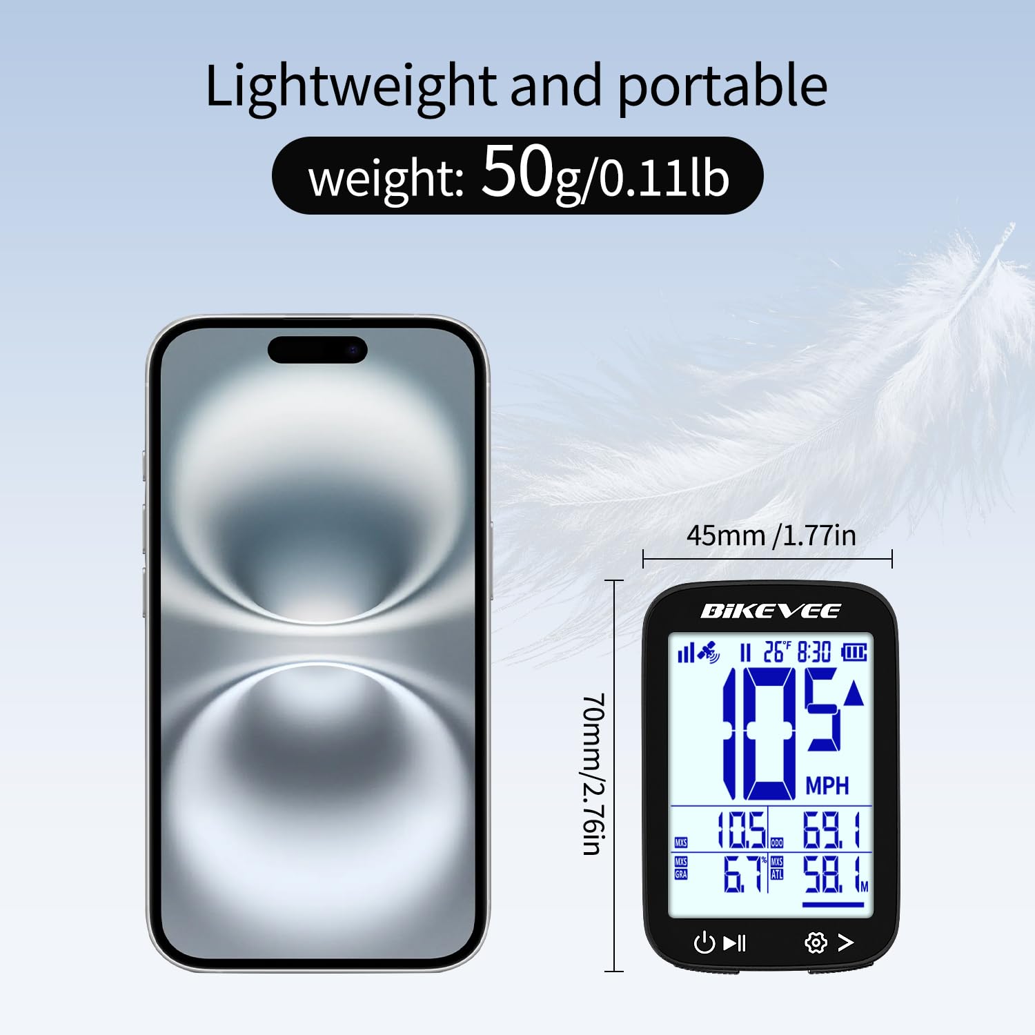 Bikevee GPS Bike Computer Wireless Cycling Computer with Auto Backlight, Waterproof Bicycle Speedometer Odometer for Road Mountain Bikes - Balck