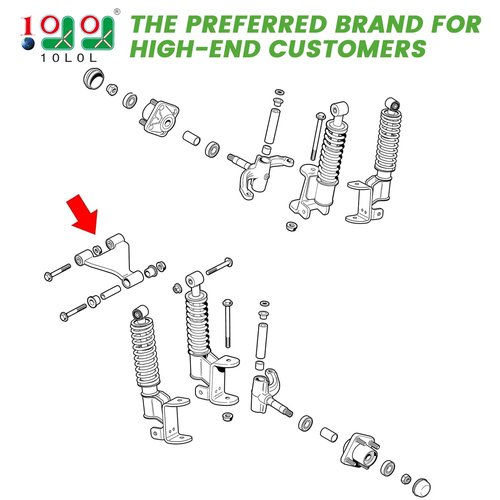 10L0L Golf Cart A-Arm Assembly for EZGO RXV 2008-up Gas and Electric Vehicles Replaces OEM# 608089