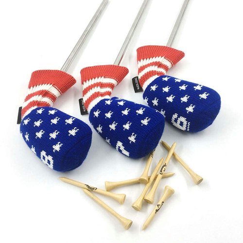HUGELOONG Golf Iron Covers USA Flag (3-9,A P S L)-Head Covers with Numbers on Top(Blue/Red/White