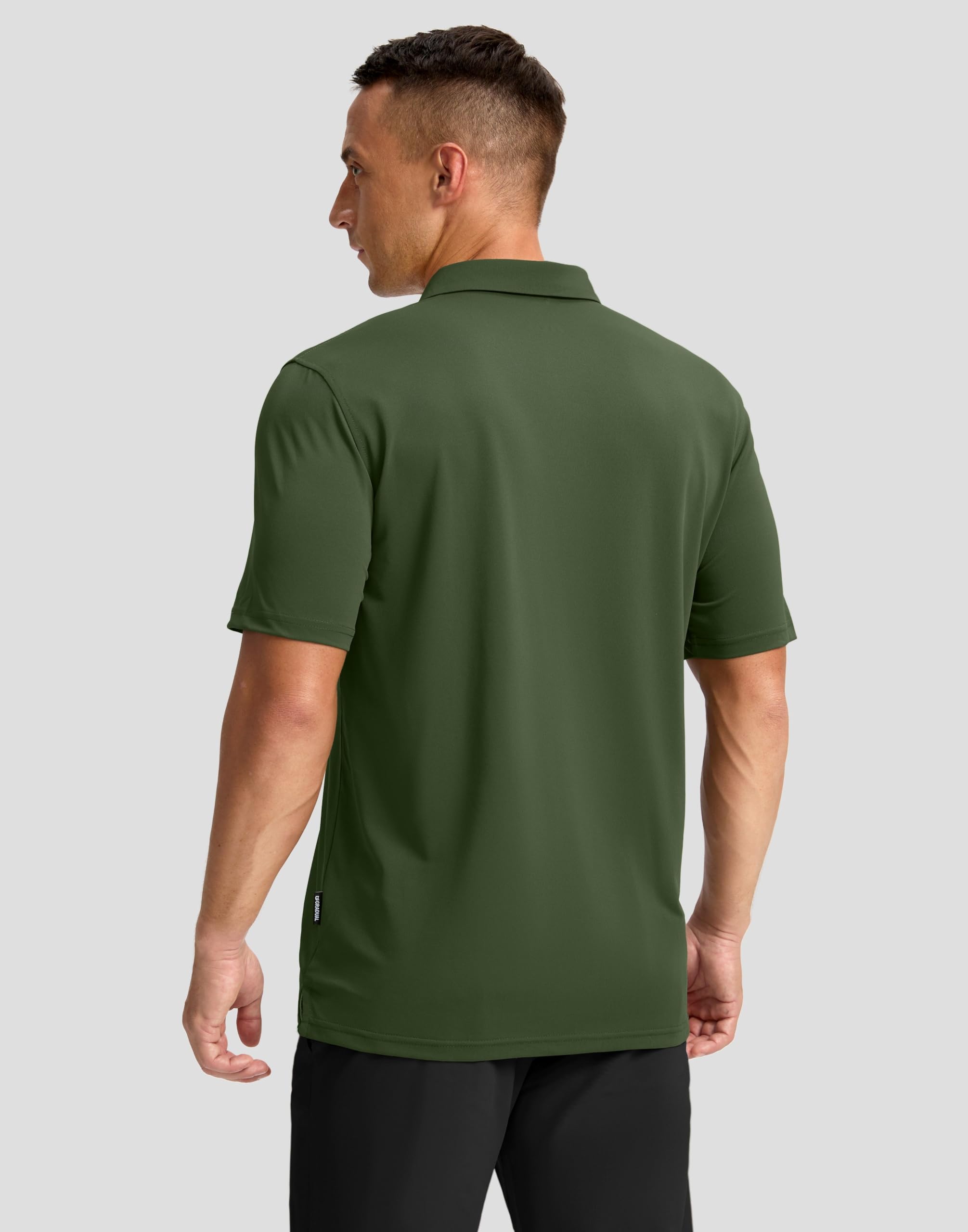 Men's Golf Shirts Dry Fit Moisture Wicking Performance Short Sleeve Collared Polo Shirts for Casual Tennis Bussiness (Dark Green, L)