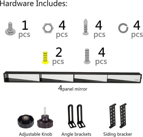 10L0L Universal Golf Cart 4 Panel Mirror for Yamaha, EZGO, Club Car, Wide Angle Interior Rear View Blind Spot Wink Mirror
