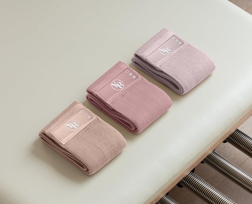 Your Reformer Fabric Booty Band Set for Pilates and Other Workouts- 3 Levels of Resistance 100% Latex Free (Blush)