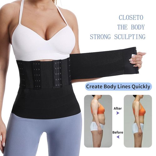 Meichoon Waist Trainer for Women Tummy Control Bandage Wrap Trimmer Workout Girdle 500CM/16.4FT Black