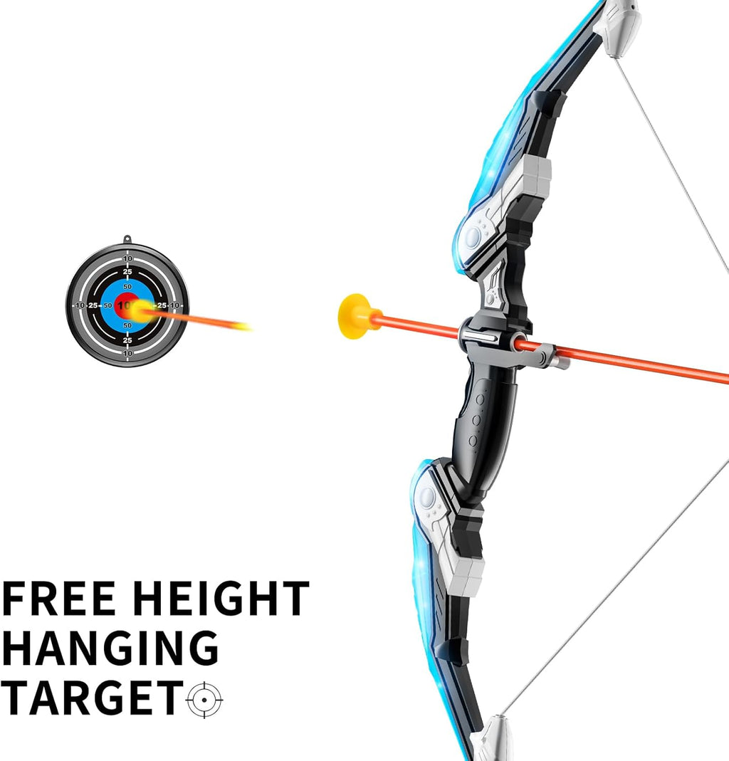 Skiennix Bow and Arrow Set - LED Light-Up Archery Toy with 20 Suction Cup Arrows & Quiver | Ages 3-12