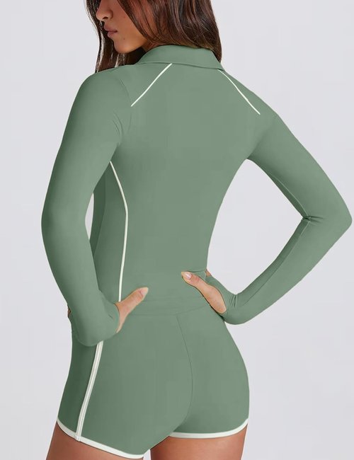 Lviefent Women's Zip-Up Active Jacket - Color Block Slim Fit Long Sleeve Workout Top with Thumb Holes