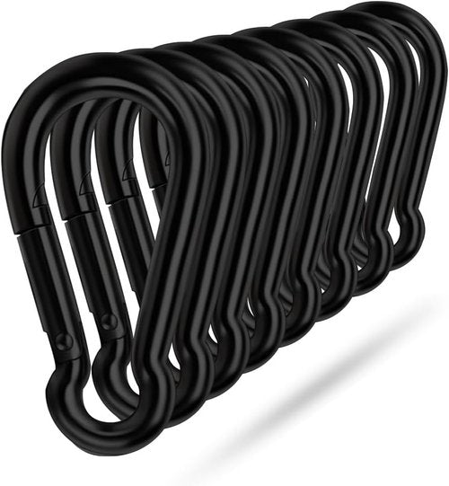 Heavy Duty Black Carabiner Clip by [Brand Name] - Spring Snap Hook for Camping, Hiking, Fishing & More
