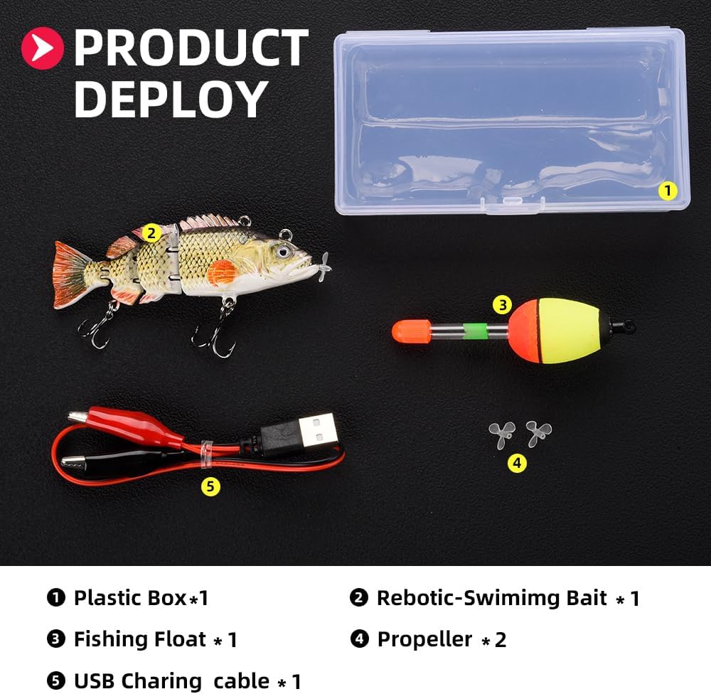 Skiennix Robotic Fishing Lures - USB Rechargeable LED Wobbler | 5.12" Multi-Jointed Swimbaits