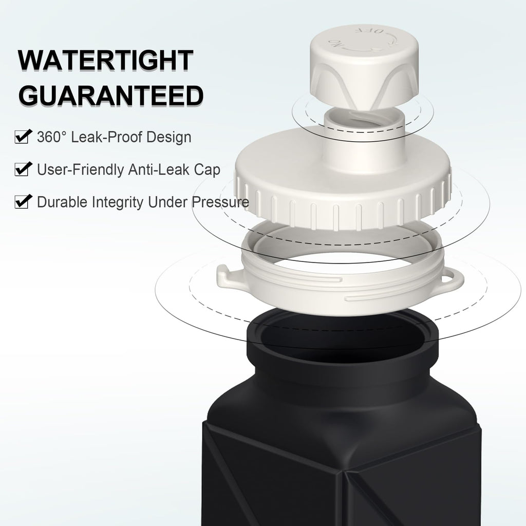 BEAUTAIL Collapsible Water Bottles 20.6oz, Silicone Foldable Portable Travel Water Bottle, BPA-Free, Leakproof Reusable for Traveling Camping Hiking Sports Outdoor, 2 Pack (Black+Dark Blue)
