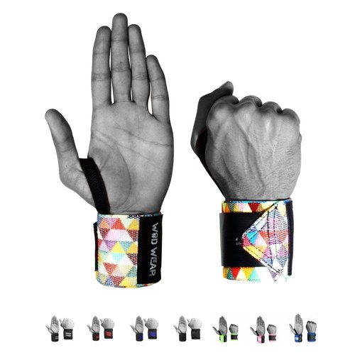 WOD Wear Elastic Wrist Wraps for Powerlifting, Strength Training, Bodybuilding, Cross Training, Olympic Weightlifting, Yoga Support - One Size Fits All (Diamond)
