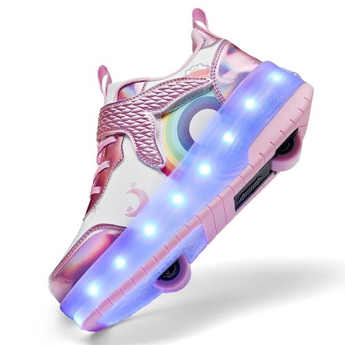 Nsasy Girls Boys Roller Shoes with LED Light Up Wheels Sneakers Kids Roller Skates Shoes for Kids for Children