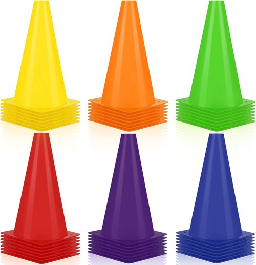 Hoteam 30-Pack 9-Inch Traffic Cones - Durable Plastic Agility Training Equipment for Sports & Events