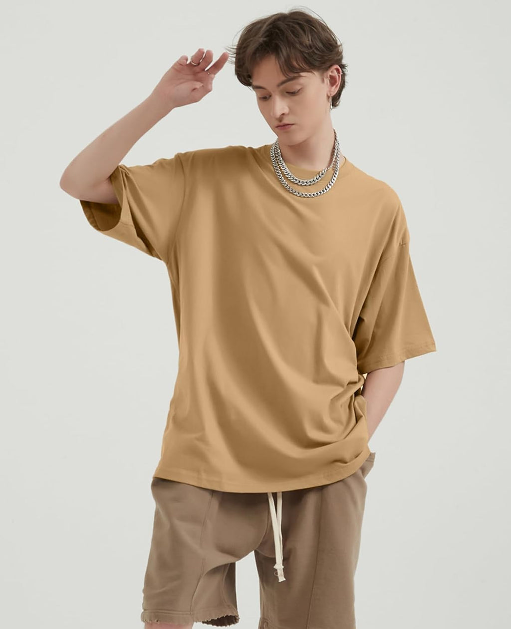 Skiennix Men's Oversized T-Shirt - Fashionable Loose Fit Crewneck for Gym & Streetwear | Heavyweight Short Sleeve