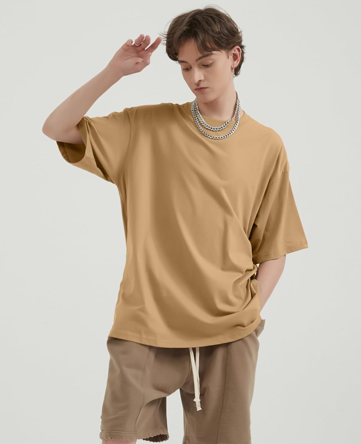 Skiennix Men's Oversized T-Shirt - Fashionable Loose Fit Crewneck for Gym & Streetwear | Heavyweight Short Sleeve