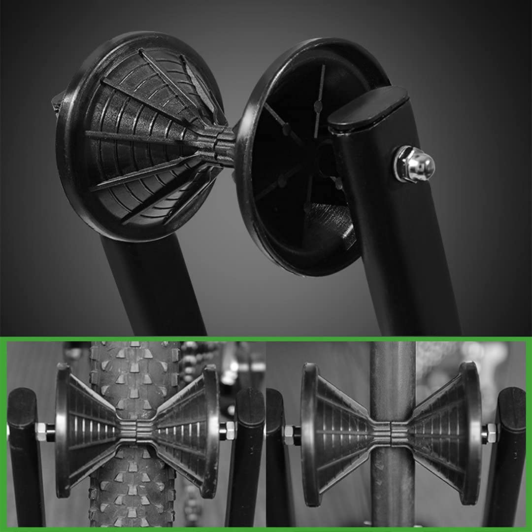 Sports Foldable Alloy Bicycle Stand Bike Floor Parking Rack Steady Wheel Holder Fit 20"-29" BikesIndoor Home Garage Cycling Storage Organizer Cycle Tires Rack Holder for Mountain and Road Bike
