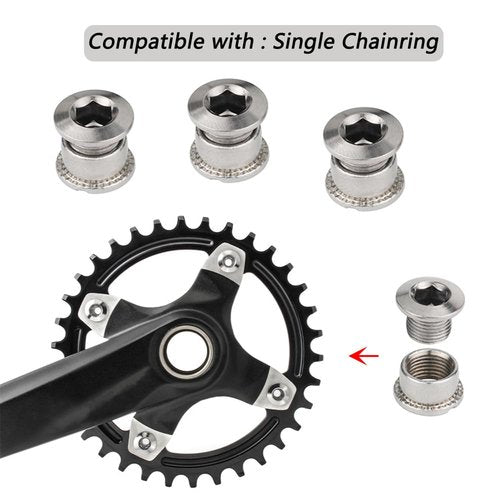 LHMYTREE 6PCS Single/Double and Triple Chainring Bolts Screws Disc Crankset Nuts Chainwheel，Steel Material,Suitable for Mountain Bikes.Total 18 PCS