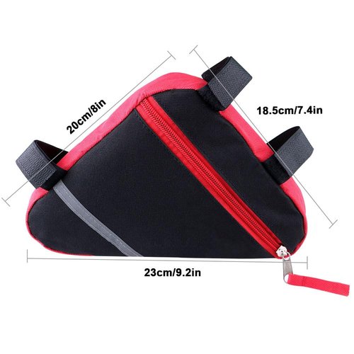 QitinDasen Maivingthuit 2 Pieces Bike Triangle Bags, Waterproof Bicycle Front Tube Frame Bag, Double-Sided Reflective Decoration Makes Night Riding Safer (Red + Black)