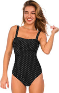 CUPSHE One Piece Swimsuit - Square Neck Tummy Control with Crisscross Self Tie Design