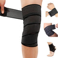 Skiennix Extra Long Elastic Knee Wrap - Compression Support Brace for Joint Pain Relief | Black, One Size