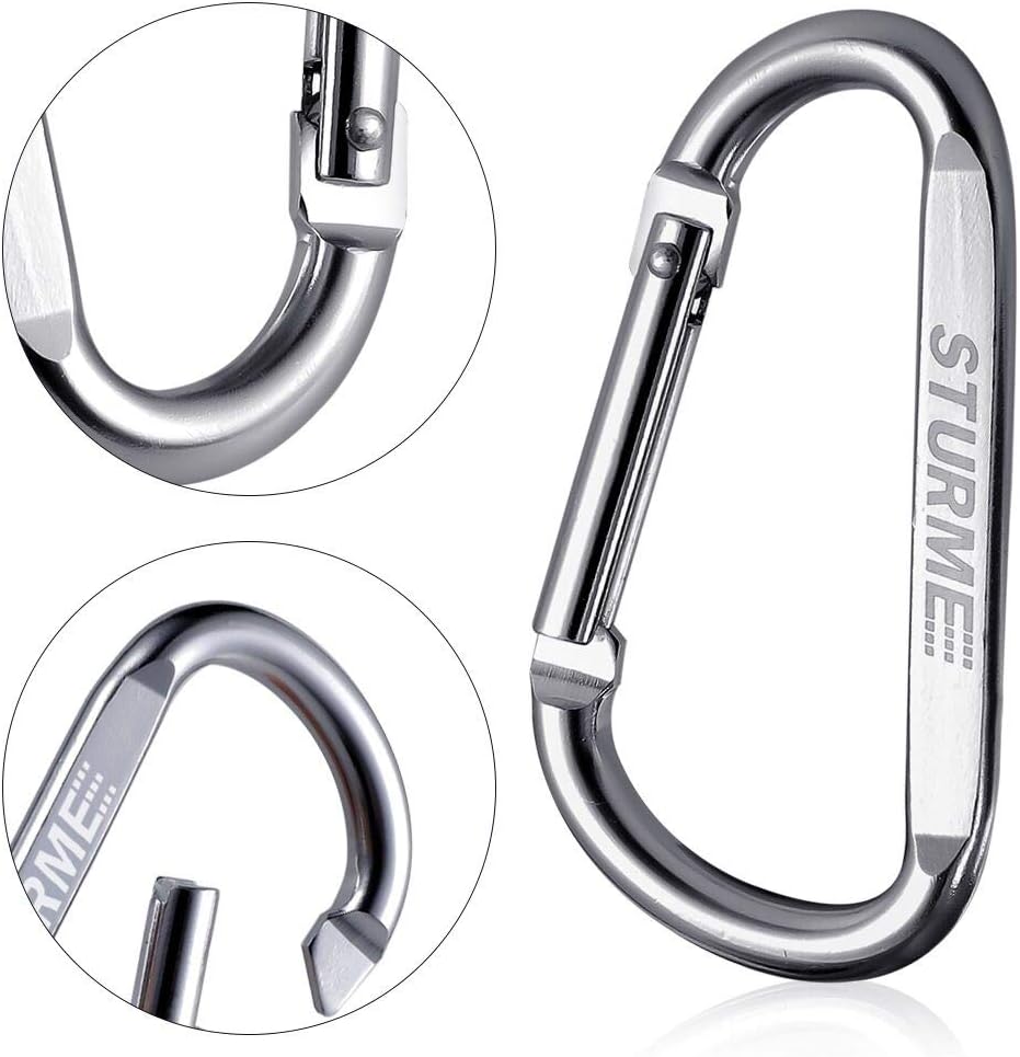 Skiennix 20-Pack Carabiner Clips - Durable Small D-Ring Hooks for Outdoor Use, 2.7" Size