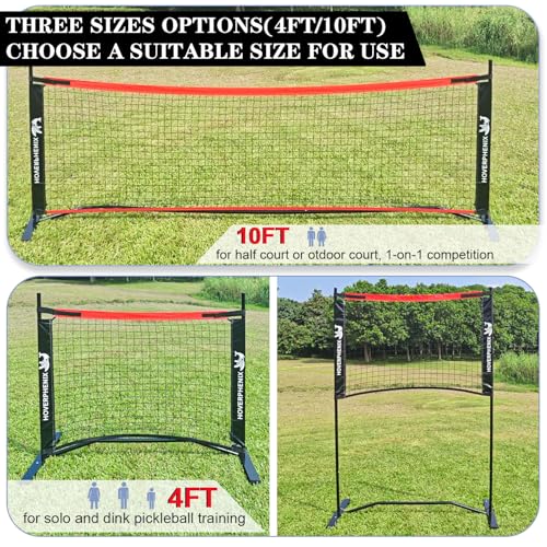 Hoverphenix Multi Size Pickleball Net Set with Paddles - 4FT & 10FT Adjustable Dink Rebounder