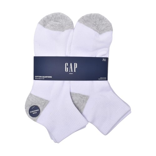 GAP Mens Quarter Cut Socks, Multi-Pack Adult Ankle Socks, Soft & Stretchy, Optic White (6-Pack), One Size