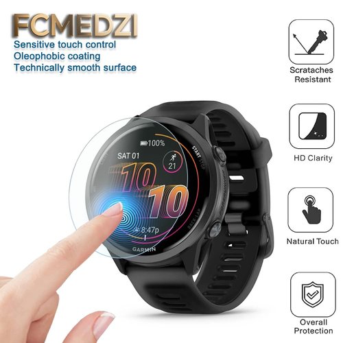 FCMEDZI Compatible for Garmin Forerunner 570 47mm Screen Protector, Case TPU Soft Frame Cover and TPU Screen Protective Film Not Tempered Glass (Pack of 4+2)(No't of 42mm)