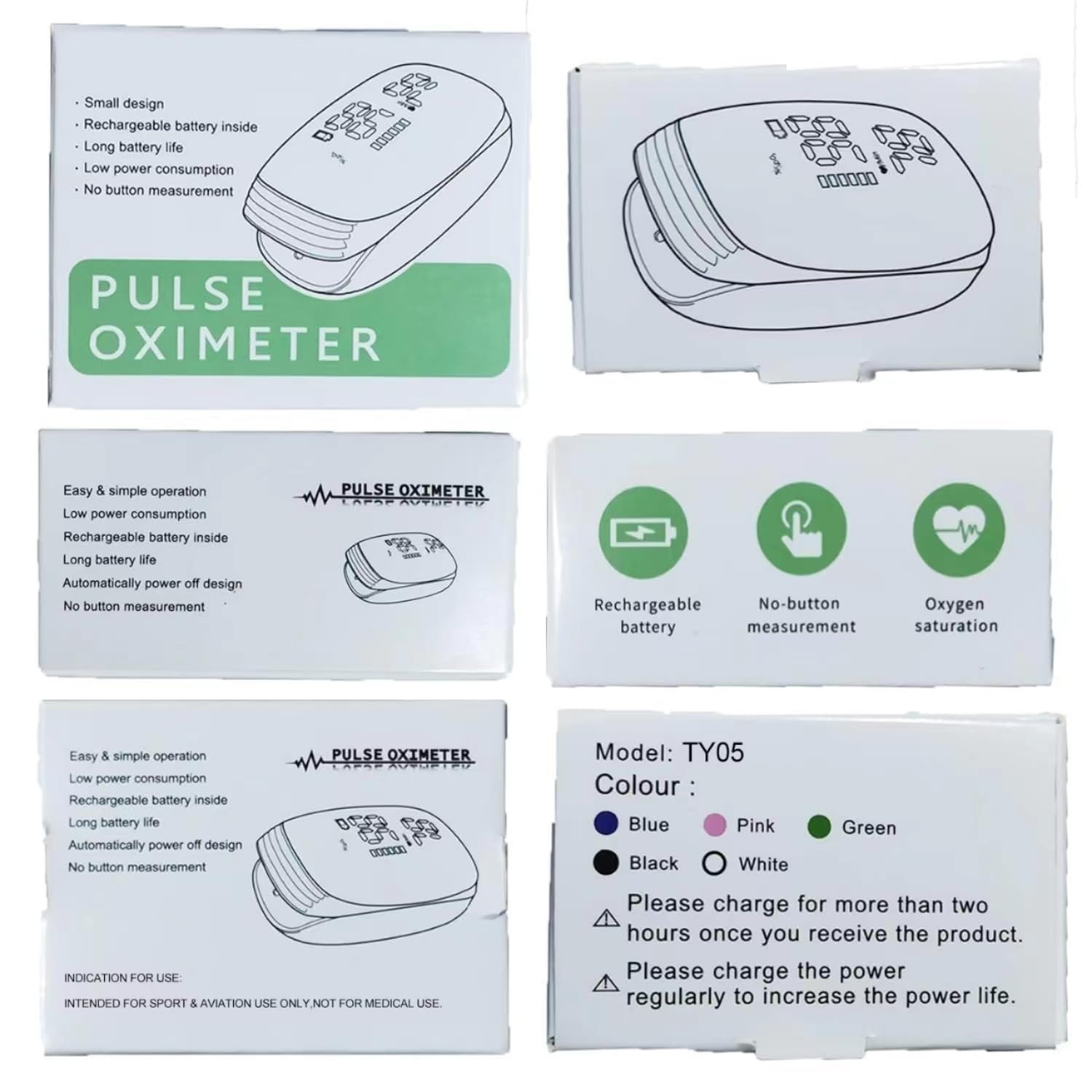 Skiennix Rechargeable Pulse Oximeter - Accurate SpO2 & Pulse Rate Monitor | OLED Display, Black